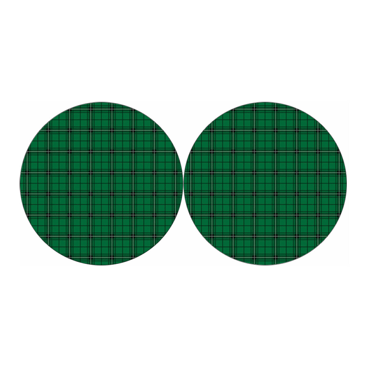 Green Stewart Tartan Print Car Coasters