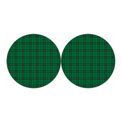 Green Stewart Tartan Print Car Coasters