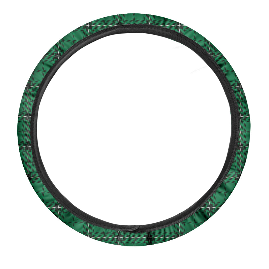 Green Stewart Tartan Print Car Steering Wheel Cover