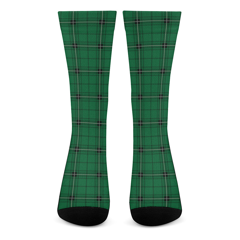 Green Stewart Tartan Print Crew Socks