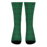 Green Stewart Tartan Print Crew Socks