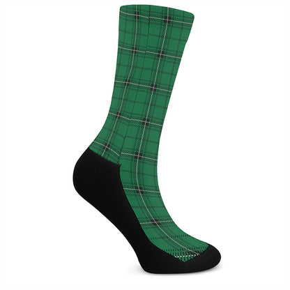 Green Stewart Tartan Print Crew Socks