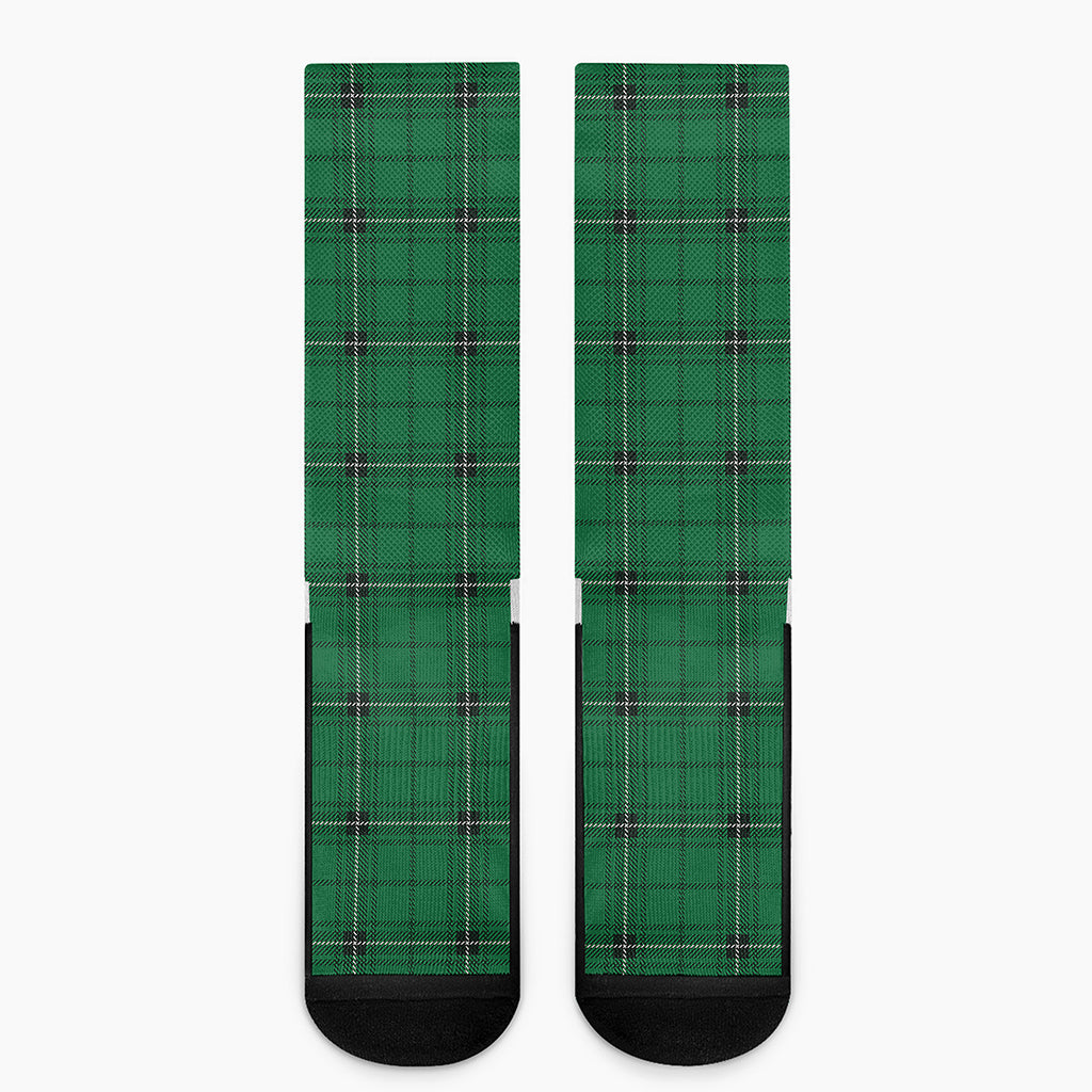 Green Stewart Tartan Print Crew Socks
