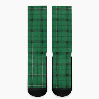 Green Stewart Tartan Print Crew Socks