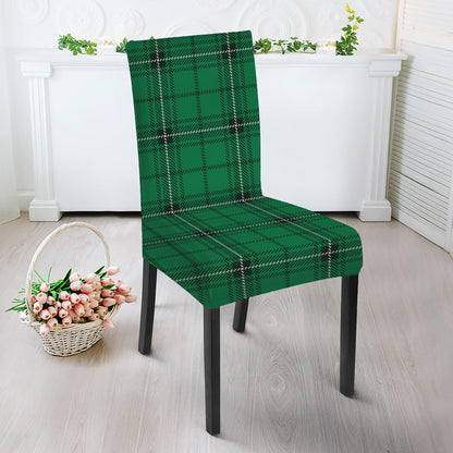 Green Stewart Tartan Print Dining Chair Slipcover