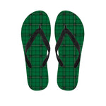 Green Stewart Tartan Print Flip Flops