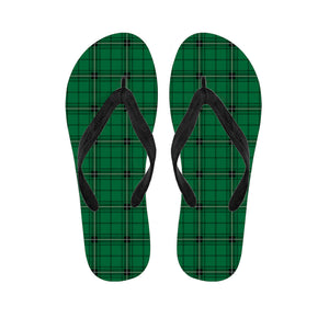 Green Stewart Tartan Print Flip Flops