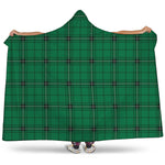 Green Stewart Tartan Print Hooded Blanket