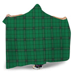 Green Stewart Tartan Print Hooded Blanket