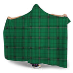 Green Stewart Tartan Print Hooded Blanket