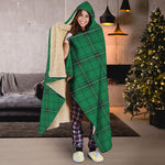 Green Stewart Tartan Print Hooded Blanket