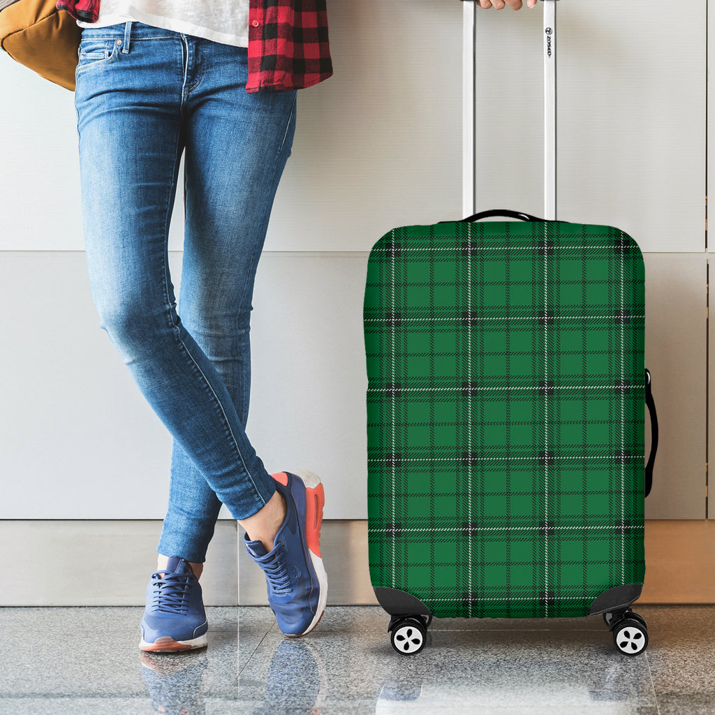 Green Stewart Tartan Print Luggage Cover