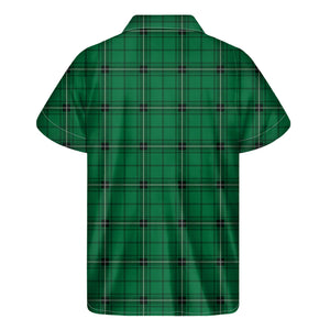 Green Stewart Tartan Print Men's Short Sleeve Shirt