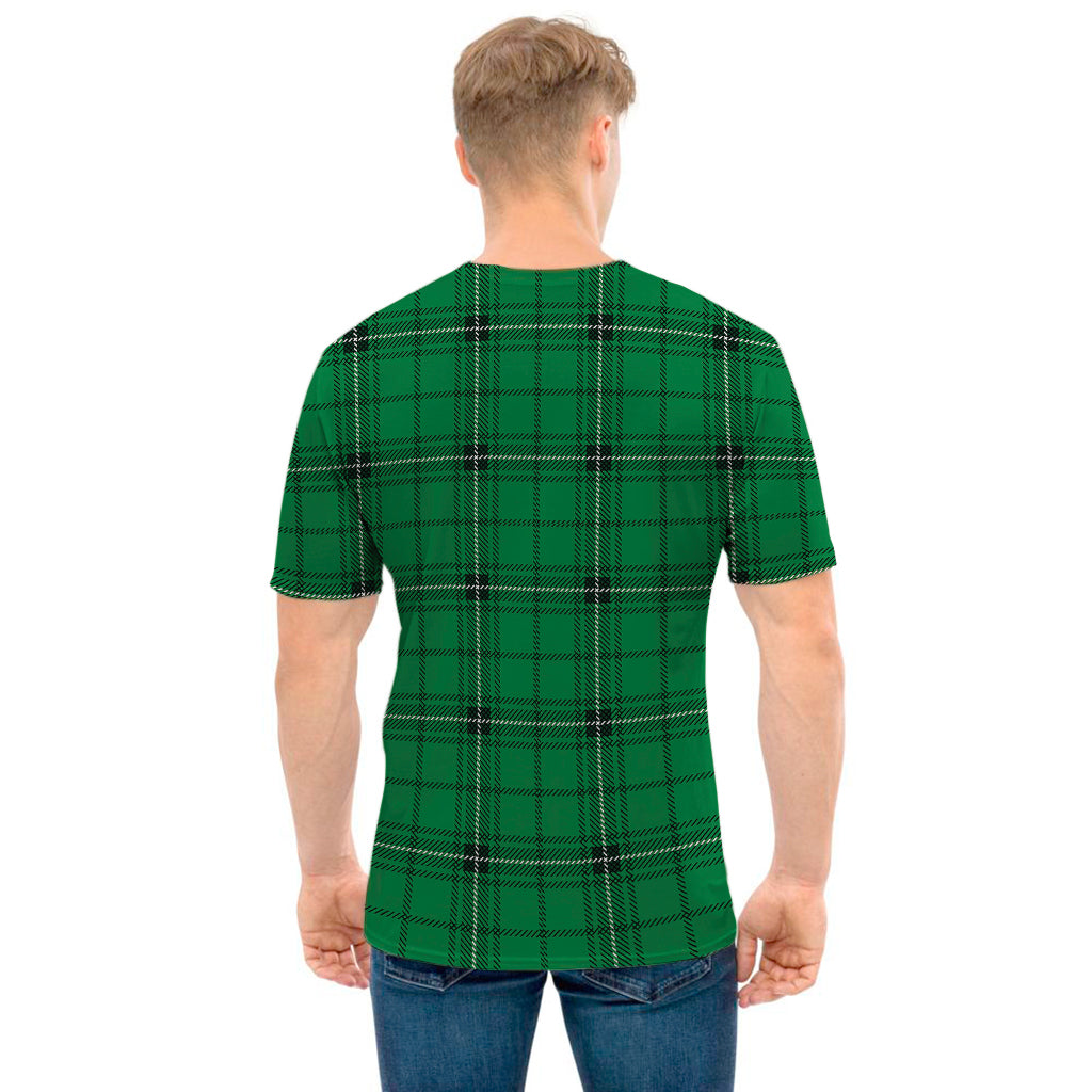 Green Stewart Tartan Print Men's T-Shirt