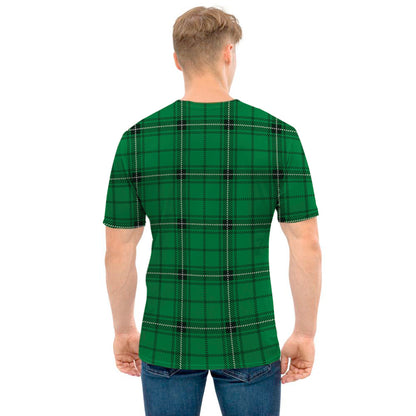 Green Stewart Tartan Print Men's T-Shirt