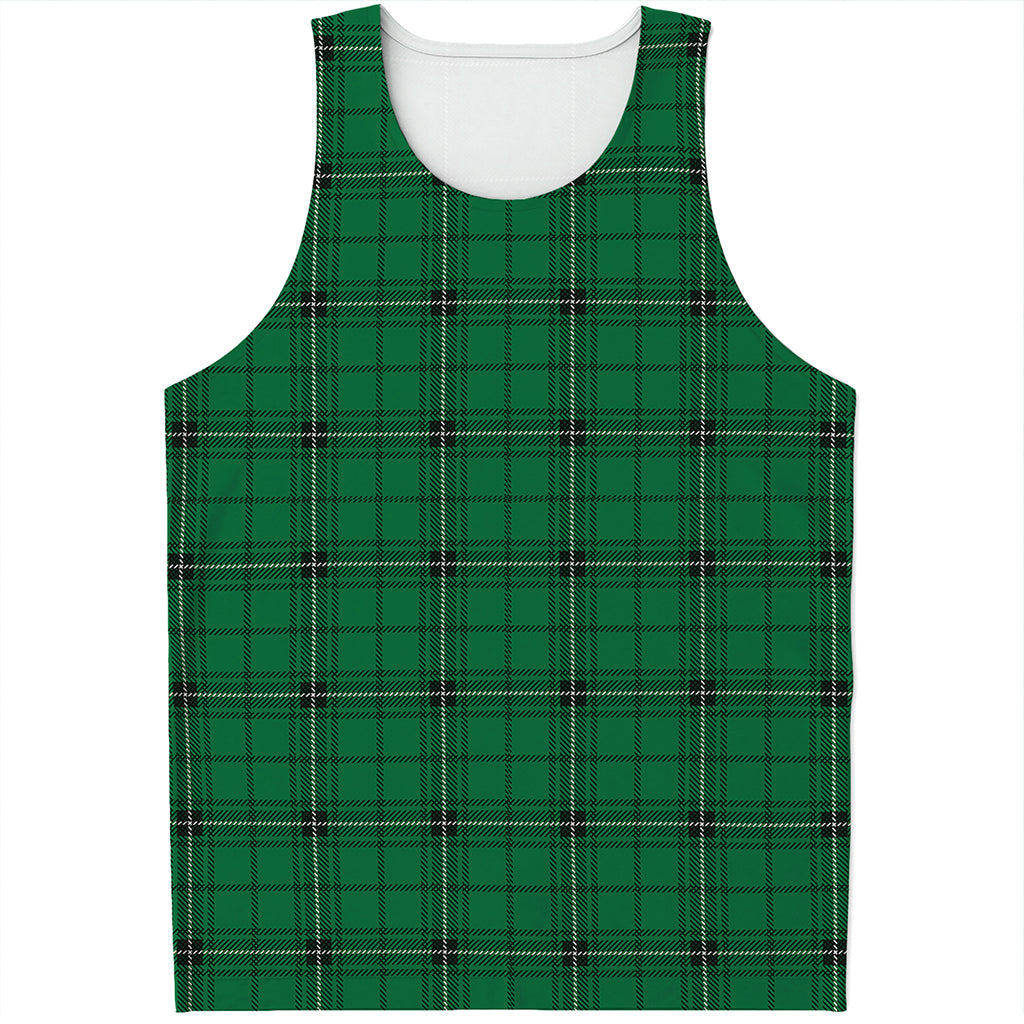 Green Stewart Tartan Print Men's Tank Top