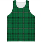 Green Stewart Tartan Print Men's Tank Top