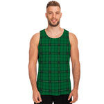 Green Stewart Tartan Print Men's Tank Top