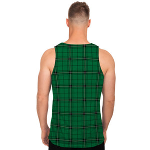 Green Stewart Tartan Print Men's Tank Top