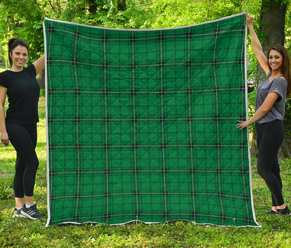 Green Stewart Tartan Print Quilt