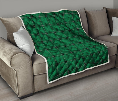 Green Stewart Tartan Print Quilt