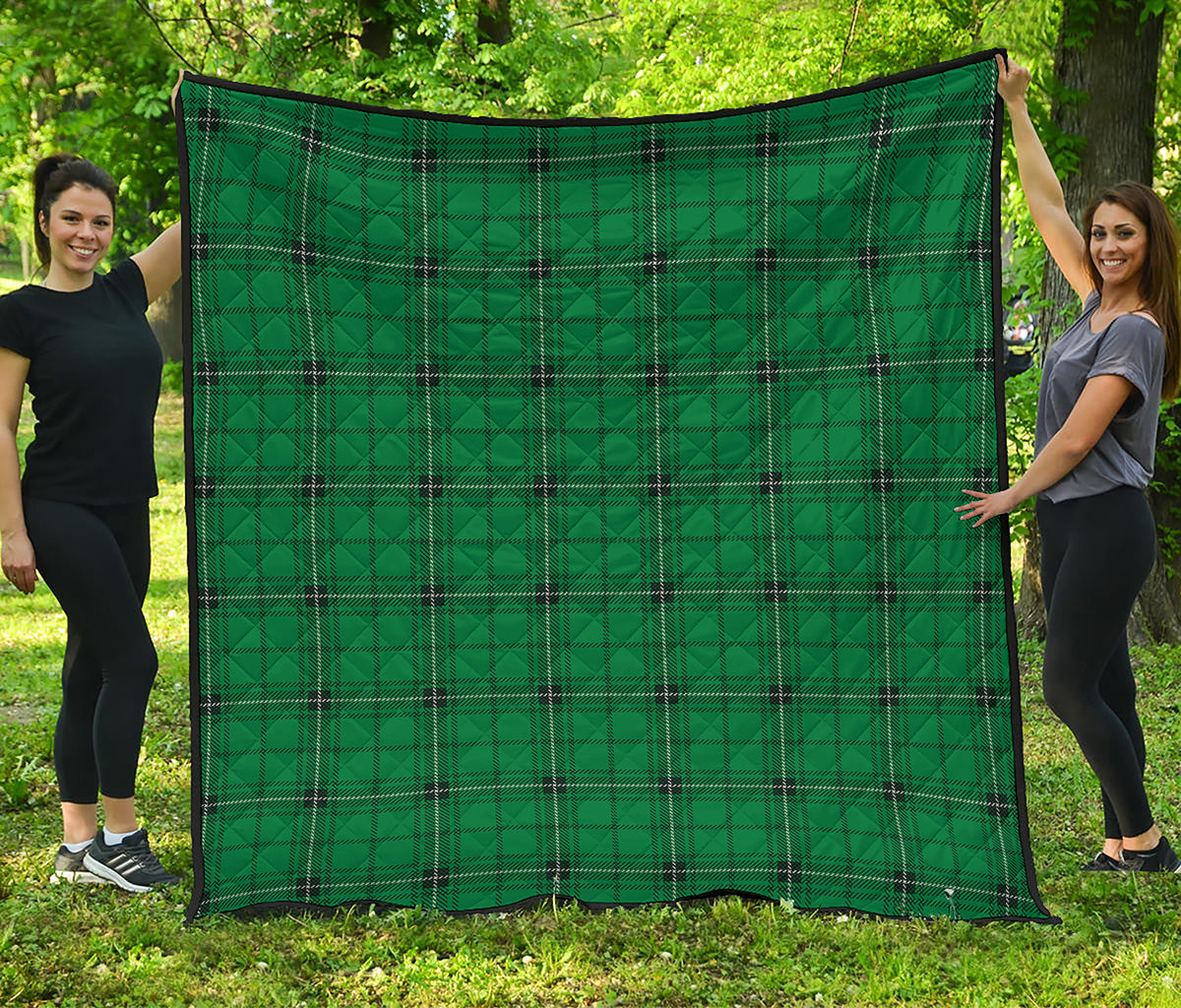 Green Stewart Tartan Print Quilt