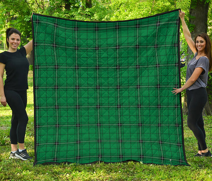 Green Stewart Tartan Print Quilt