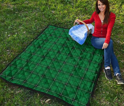 Green Stewart Tartan Print Quilt