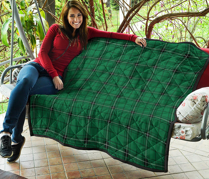 Green Stewart Tartan Print Quilt