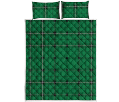 Green Stewart Tartan Print Quilt Bed Set