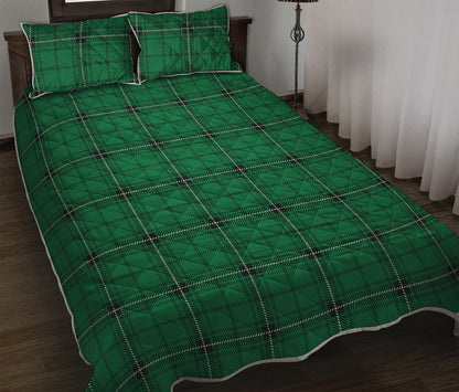 Green Stewart Tartan Print Quilt Bed Set