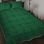Green Stewart Tartan Print Quilt Bed Set
