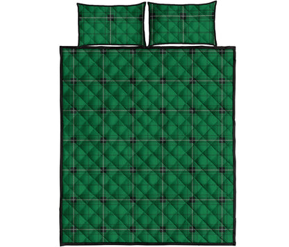 Green Stewart Tartan Print Quilt Bed Set