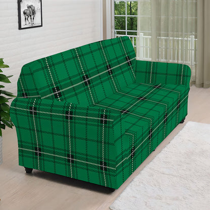 Green Stewart Tartan Print Sofa Cover