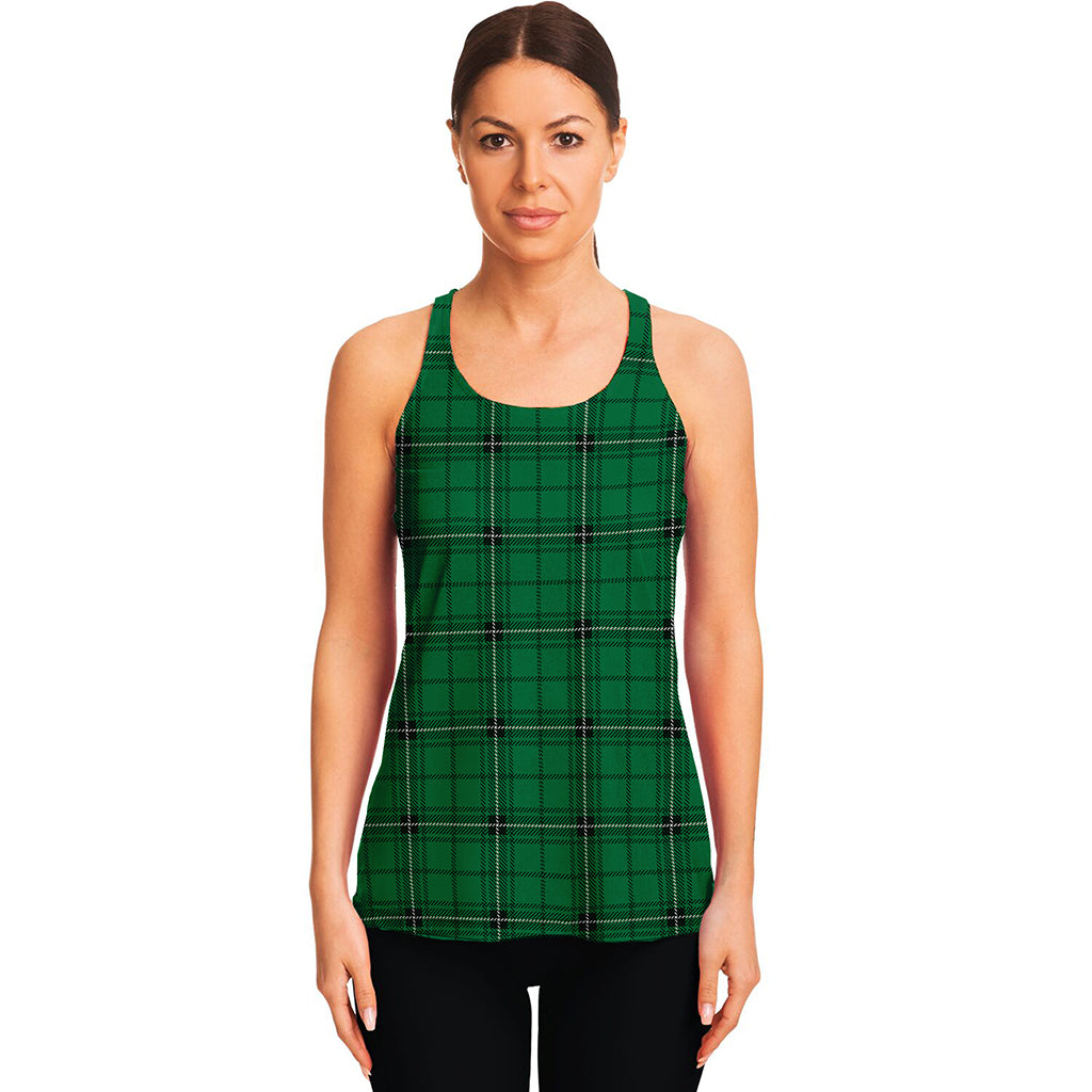 Green Stewart Tartan Print Women's Racerback Tank Top