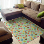 Green Striped Donut Pattern Print Area Rug