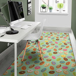 Green Striped Donut Pattern Print Area Rug