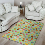 Green Striped Donut Pattern Print Area Rug