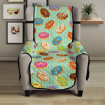 Green Striped Donut Pattern Print Armchair Protector