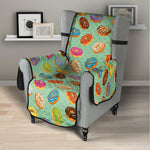 Green Striped Donut Pattern Print Armchair Protector