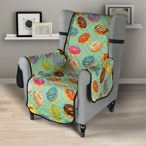 Green Striped Donut Pattern Print Armchair Protector