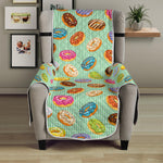 Green Striped Donut Pattern Print Armchair Protector