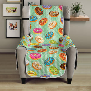 Green Striped Donut Pattern Print Armchair Protector