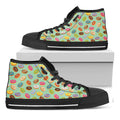 Green Striped Donut Pattern Print Black High Top Sneakers
