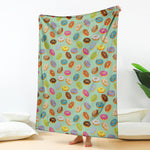 Green Striped Donut Pattern Print Blanket