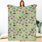 Green Striped Donut Pattern Print Blanket