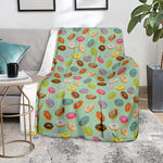 Green Striped Donut Pattern Print Blanket