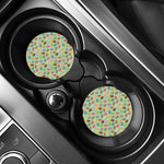 Green Striped Donut Pattern Print Car Coasters