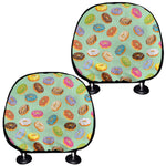 Green Striped Donut Pattern Print Car Headrest Covers