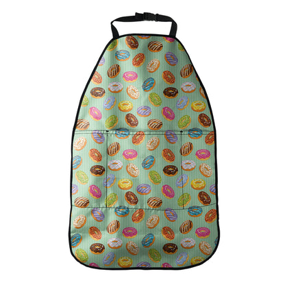 Green Striped Donut Pattern Print Car Seat Organizers